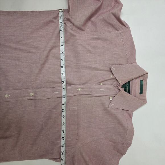 Harvey Bernard Bernard Holtzman Men 15 32/33 Red Pinstripe Long sleeve Button Up - Picture 5 of 6